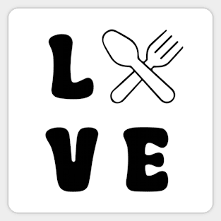 Love Food Black Sticker